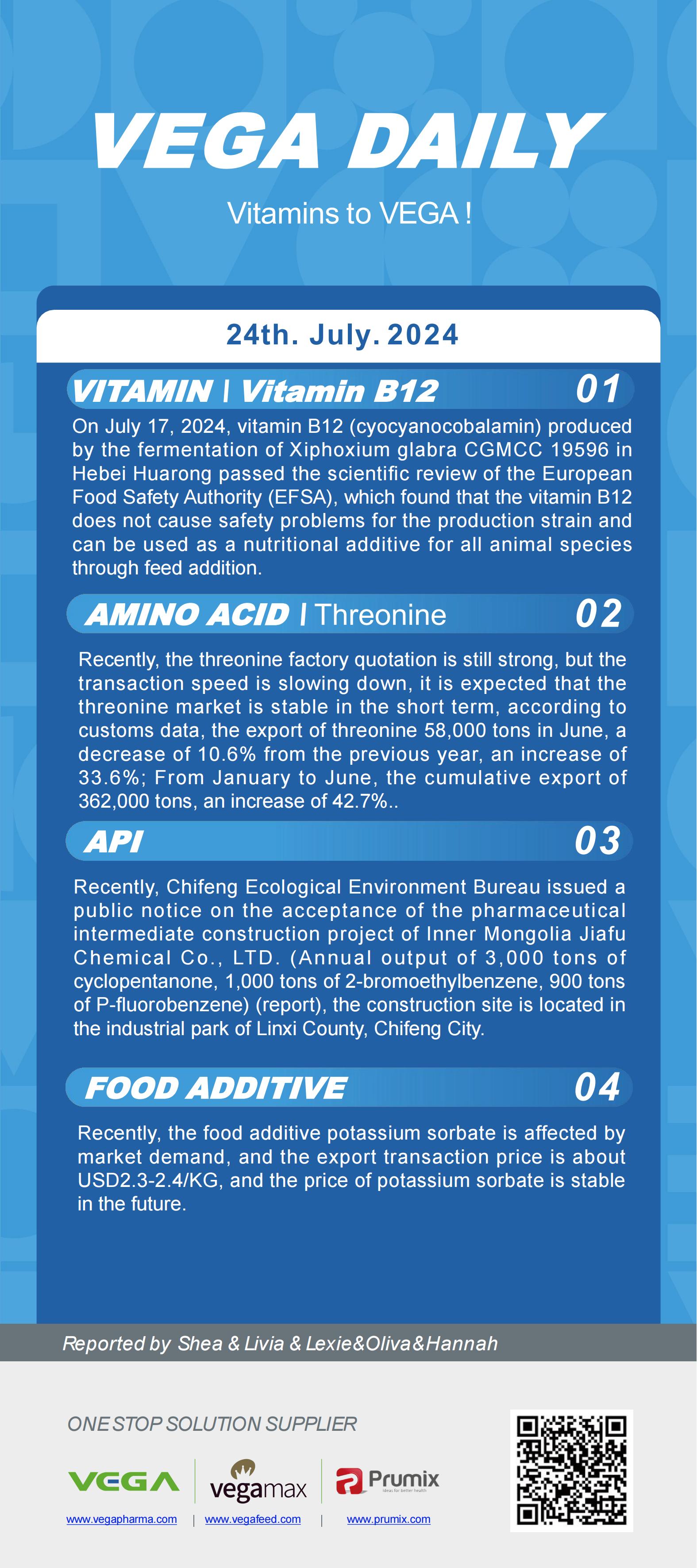 Vega Daily Dated on Jul 24th 2024 Vitamin Amino Acid APl Food Additives.png